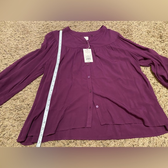 a new day Women’s Long Sleeve Button Down Pleated Purple Blouse Size L - Picture 5 of 9